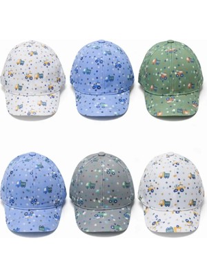 P-Y25150-05 Kitti 1-4 Kamyon Desenli Erkek Şapka 6lı