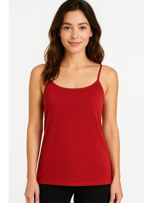 0135 Tutku Kadın Ribana Ip Askılı Atlet 6lı Paket Kırmızı