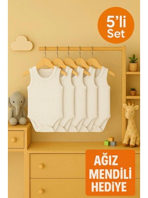 5'li %100 Pamuk Bisiklet Yaka Çıtçıtlı Body Zıbın Atlet Yenidoğan Hastane Çıkışı Kız Erkek Bebek