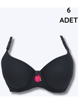 1019 Liza Sabit Askı Destekli Sütyen 6lı Paket Siyah