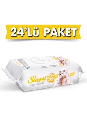 Sleepy Sensitive 90 Yapraklı Islak Havlu Mendil 24'lü Paket 2160 Yaprak Hassas Temizlik Sağlar