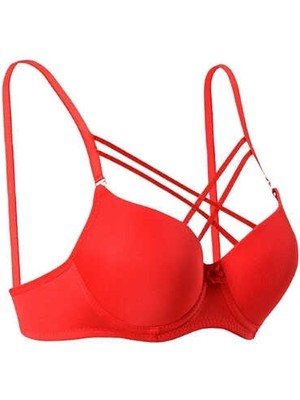 1110 Ebru Silikonlu Mikro Tulumlu Çapraz Desteksiz Sütyen 6lı Paket Kırmızı
