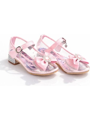 Minibonito Kız Çocuk Simli Fiyonklu Topuklu Prenses Ayakkabı 👑