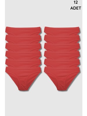 5001 Gümüş Kadın Bikini Kom 12LI Paket Kırmızı