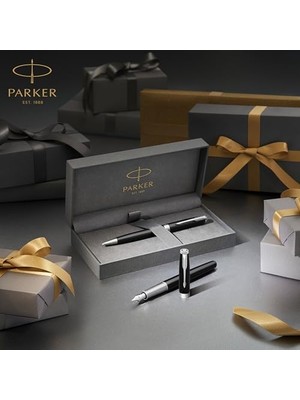 Data Store Parker Mat Siyah Altın Tasarımlı Tükenmez Kalem, Mavi Mürekkep, Orta Kalınlıkta Uç