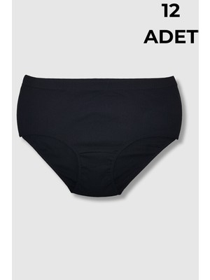 3092 Gümüş Kadın Çizgili Bato 12LI Paket Siyah