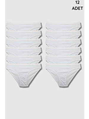 5001 Gümüş Kadın Bikini Kom 12LI Paket Beyaz