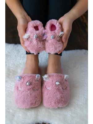 Pembe First Step Peluş Unicorn Terlik ve Bebek Panduf Seti Erkek Çocuklar İçin Kaydırmaz Taban
