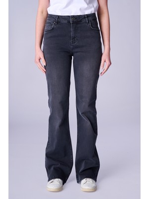 Twister Tina 9500-01 Black Likralı Ispanyon Paça Kadın Kot Pantolon Füme