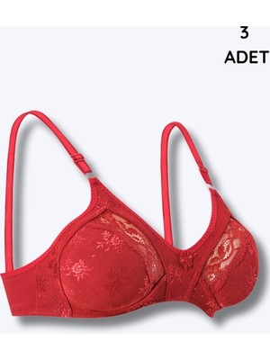 1006 Ebru Toplayıcı Lez Ara Dantel 3lü Paket Bordo