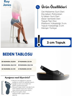 Roy Jones Kadın Anatomik Sandalet 1817 Siyah Dolgu Topuk ile Rahat ve Şık Kullanım