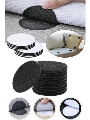 Data Store 10’lu Halı Kilim Koltuk Örtüsü Sabitleyici Kaydırmaz Cırt Ped – Kendinden Yapışkanlı, Yıkanabilir, Tekrar Kullanılabilir, 5 cm Yuvarlak Halı Kaydırmaz