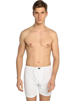 Tutku Erkek Penye Arjantin Paçalı Boxer %100 Pamuklu Beyaz Desenli 6'lı Paket