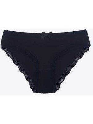 Tutku Elit 2701 Elit Kadın Paçası Dantelli Bikini 12LI Paket Siyah