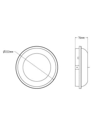 Data Store Banyo Tavan Lambası 20W Yuvarlak Beyaz Balkon Lambası 6400K Beyaz LED Işık Teras Duvar Lambası (Beyaz)