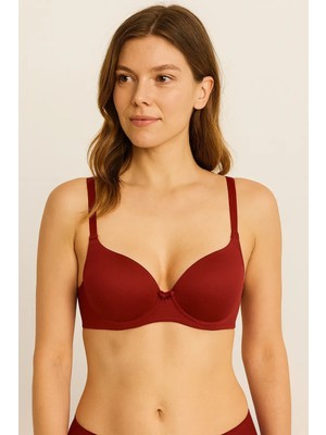 1101 Ebru Silikonlu Desteksiz Sütyen 6lı Paket Bordo