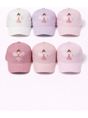 P-Y25240-10 Kitti 5-8 Peri Baskılı Kız Şapka 6lı