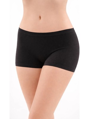 3016 Gümüş Kadın Düz Boxer 12LI Siyah