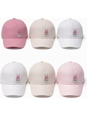 P-Y26140-01 Kitti 1-4 Tavşan Nakışlı Kız Şapka 6lı