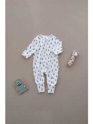 Oh la la Koala For Little Ones Zürafa Baskılı Calmy Serisi Kendinden Patikli Tulum