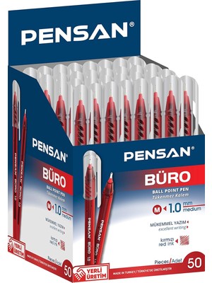 Data Store PE02270TKKIRMIZI Kırmızı Tükenmez Kalem 50'li Kırmızı