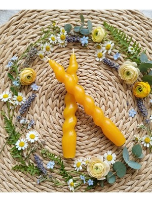 Drn Sarı Renkli Spiral, Burgulu Pinterest Model Şamdan Mum 2' Li Set
