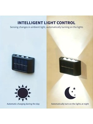 Ett 2'li Solar Duvar Aydınlatması (6 Led, Gün Işığı)