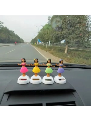 Ett Güneş Enerjili Solar Dans Eden Hula Kızı Figürü