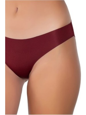 3075 Gümüş Kadın Görünmez Bikini 12LI Paket Bordo
