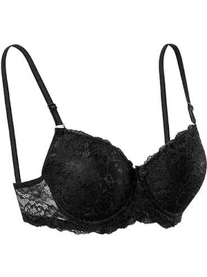 1154 Ebru Silikonlu Dantelli Destekli Sütyen 6lı Paket Siyah