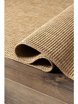 Tiora TI001A Bej Jüt Halı Naturel Sisal Örme Hasır Modern Yıkanabilir Dayanıklı Tozu Yok