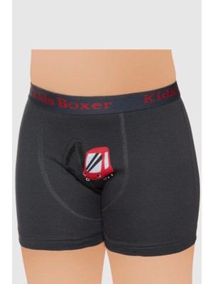 Sedef Yıldızı 1089 Sedef Çocuk Elastan Boxer 12LI Paket Füme