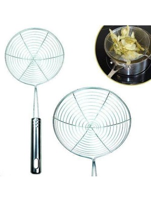 Mikasso Paslanmaz Tutma Saplı Süzgeçli Patates Makarna Süzgeci Tel Kevgir Paslanmaz Çelik