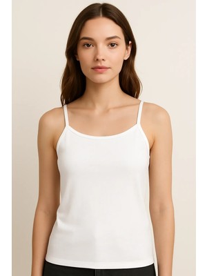 0135 Tutku Kadın Ribana Ip Askılı Atlet 6lı Paket Beyaz