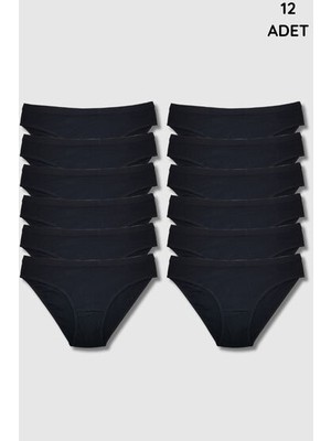 5001 Gümüş Kadın Bikini Kom 12LI Paket Siyah