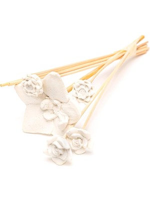 Data Store Beyaz Karışık Çiçek Taşlı 10'lu Doğal Bambu Kamış Seti