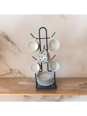 Mikasso Fincan Askısı, Antrasit Tabaklı Askılık , Masa Üstü, Tezgah Üstü Dolap Içi Kahve Fincan Askılık Meta