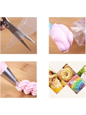 Mikasso Tek Kullanımlık Krema Torbası Şeffaf 10 Adet Büyük Boy 26X45 cm Plastik