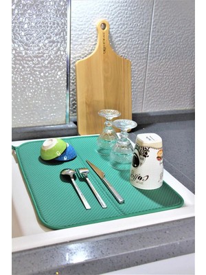 Mikasso Tezgah Üstü Kurulama Kurutma Örtüsü Bulasik Kurutma Matı 34X44 Ebat BULAŞIKMATI-002 Bambu Yeşil