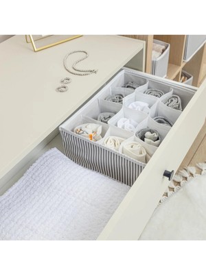 Mikasso 12 Bölmeli Çok Amaçlı Organizer (Havlu-Çorap- Iç Çamaşırı- Kravat Vb.)- Çekmece Organizeri 31X25X25