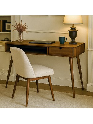 Vornom Çekmeceli Ceviz Ahşap Çalışma Masası - Ev Ofis Çalışma Masası