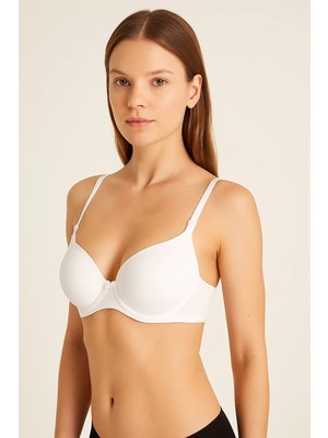 1101 Ebru Silikonlu Desteksiz Sütyen 6lı Paket Beyaz