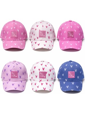 P-Y26240-04 Kitti 5-8 Kalp Baskılı Kız Şapka 6lı
