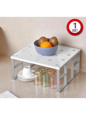 Mikasso 1 Adet Dolap Içi Düzenleyici Raf Tabak Bardak Rafı Metal Raf Metal 20 x 20 Beyaz Tr