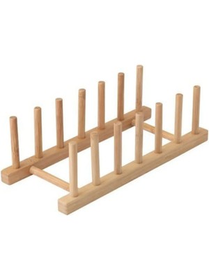 Mikasso 6 Bölmeli Ahşap Tabaklık Tezgah Üstü Dolap Içi Düzenleyici Tabak Standı Ahşap Çok Renkli Cn