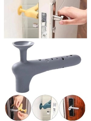 Mikasso 1 Adet Gri Renk Silikon Kapı Kolu Stoperi Pencere Tutucu Stoper Çocuk Güvenlik Duvar Koruyucu