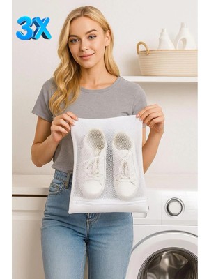 Mikasso 3 Adet Fermuarlı Ayakkabı Yıkama Filesi Beyaz Tr