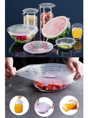 Mikasso Osso Silikon 6 Lı Strech Kapak Tazeliği Koruyan Saklama Kapağı Silikon Beyaz