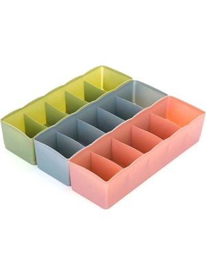Mikasso 5 Bölmeli Çekmece Içi Kravat Şal Fular Çorap Düzenleyici Organizer Plastik Yeşil