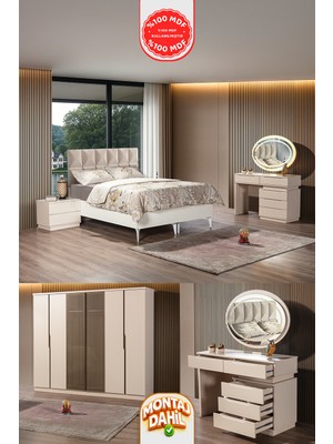 İmbaş Çeşme Vizon Yatak Odası Takmı %100 Mdf - Bazalı